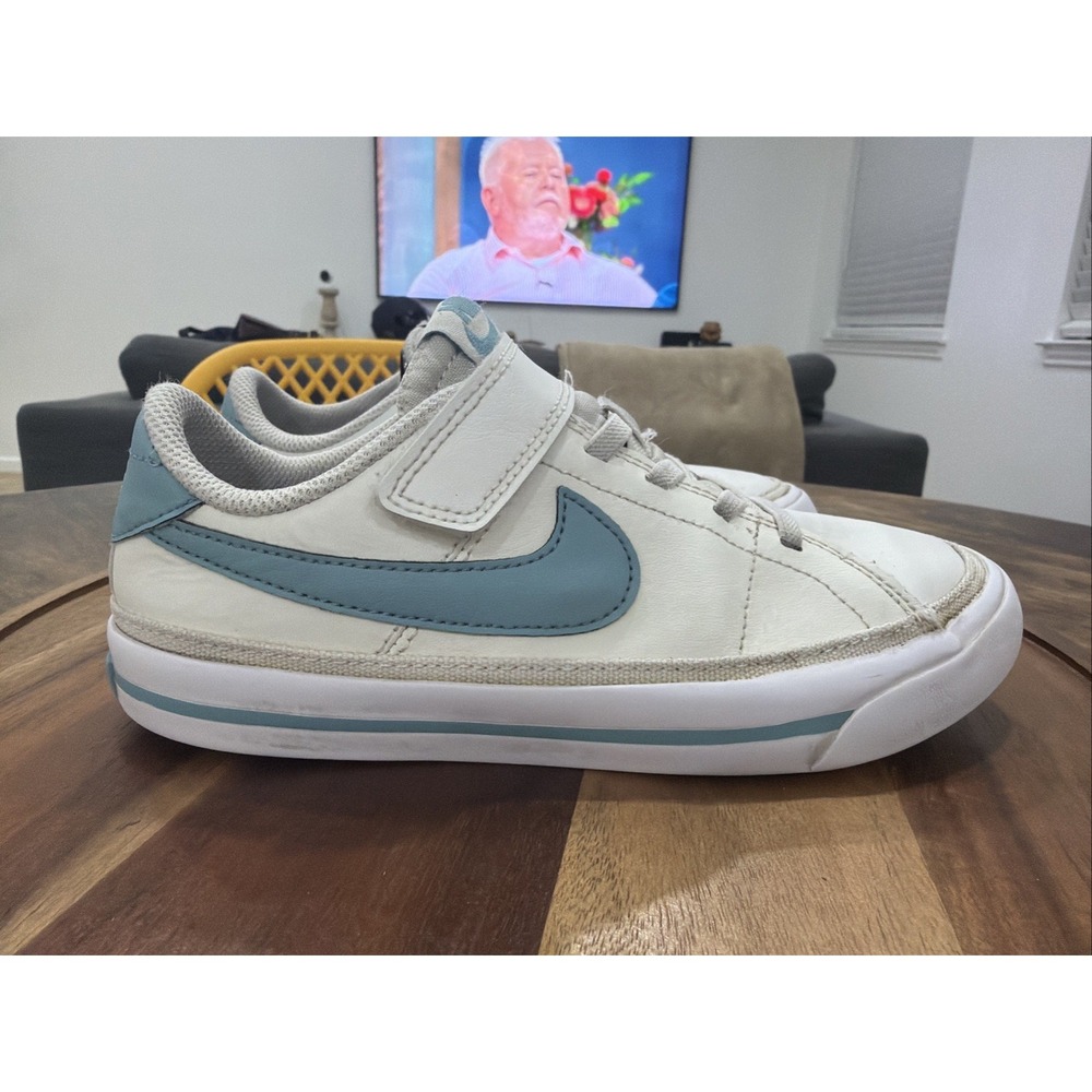 Nike Court Legacy White Teal Blue Youth Kids Size 1Y EU 32 Sneakers DA5381-133